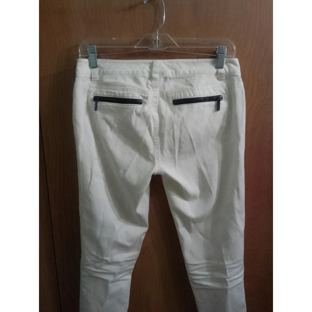 Woman's Michael Kors White Moto Stretch Skinny Ankle Jegging Jeans With Black...